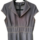 Switch Ellen Tracy Minimalist Careerwear Contrast Stitch Notched Collar Sheath Dress 10 3 image