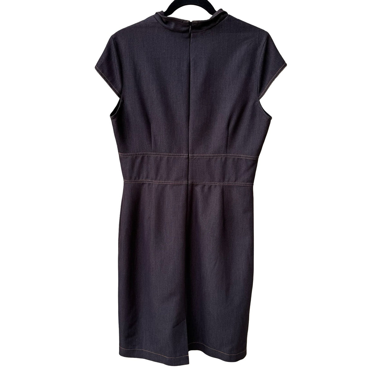 Ellen Tracy Minimalist Careerwear Contrast Stitch Notched Collar Sheath Dress 10