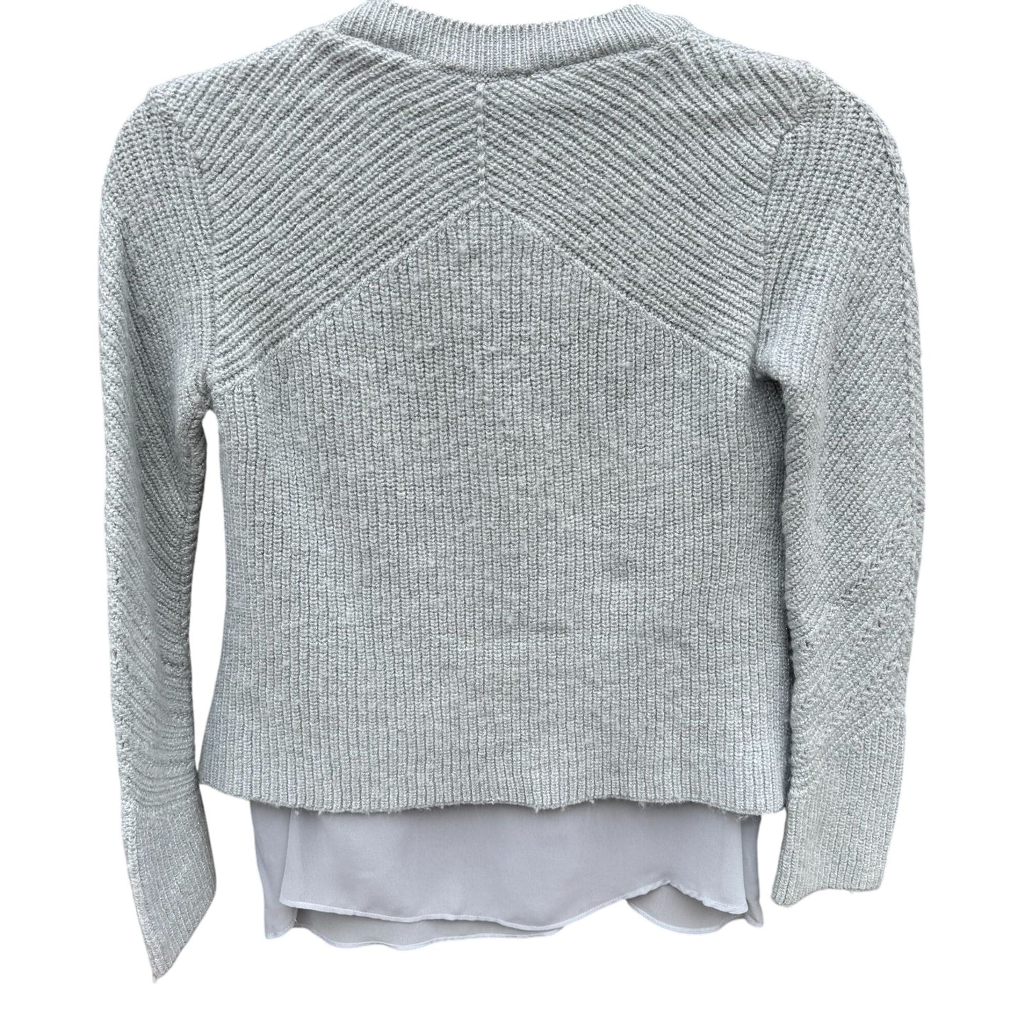 Lucky Brand Nico Pullover April Moon Blue Knit Chiffon Layered Chevron Sweater