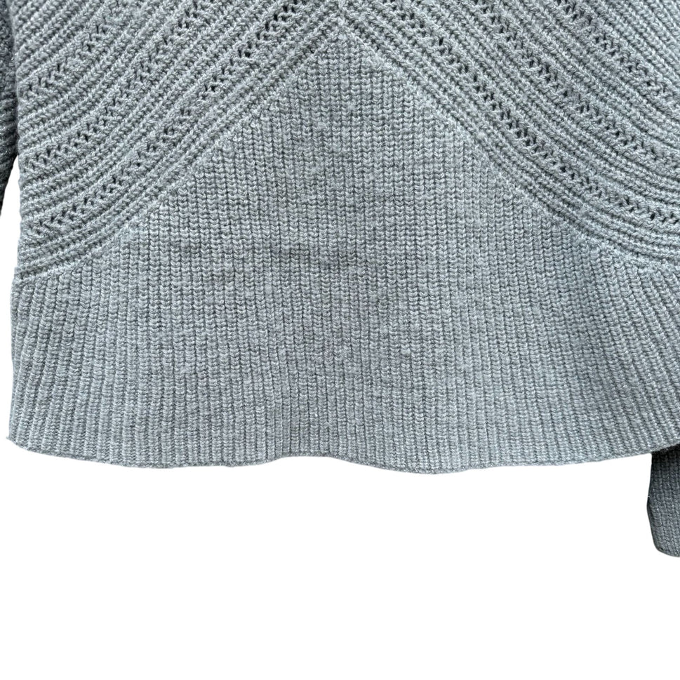 Lucky Brand Nico Pullover April Moon Blue Knit Chiffon Layered Chevron Sweater