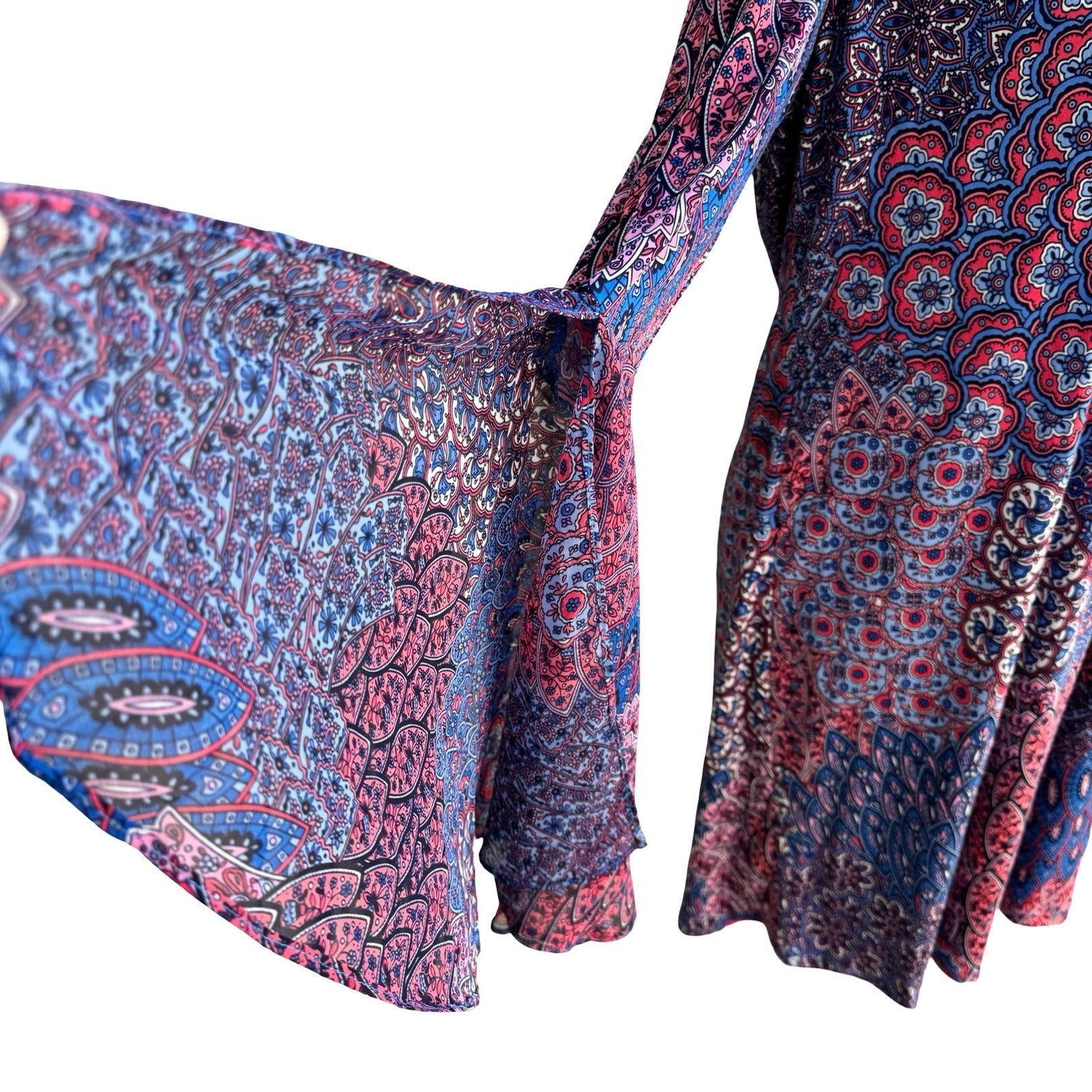 RN Studio Ronni Nicole Boho Witchy Festival Paisley Bell Sleeve Shift Dress L