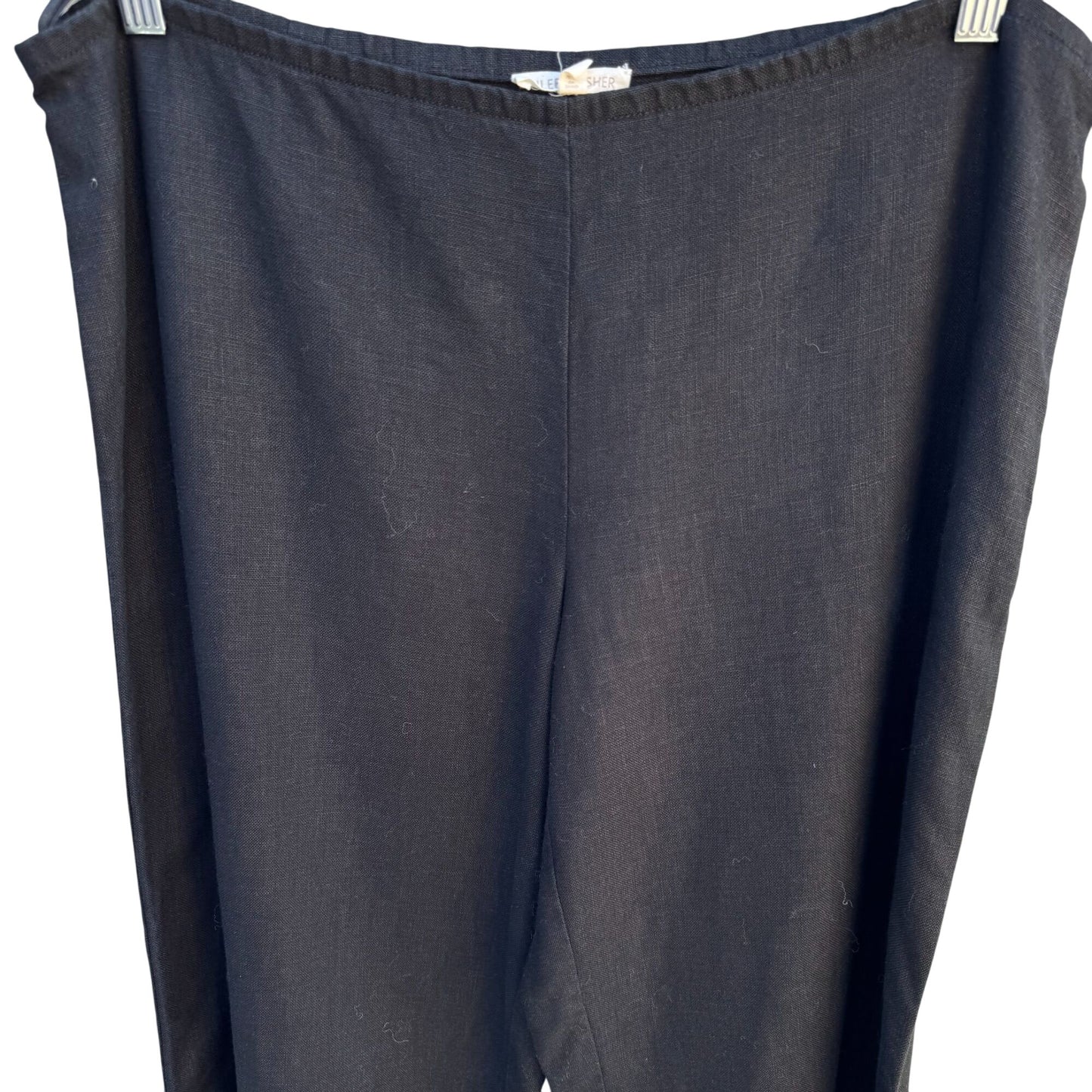 Eileen Fisher Black Relaxed Linen Blend Cropped Pants With Hidden Side Zipper L