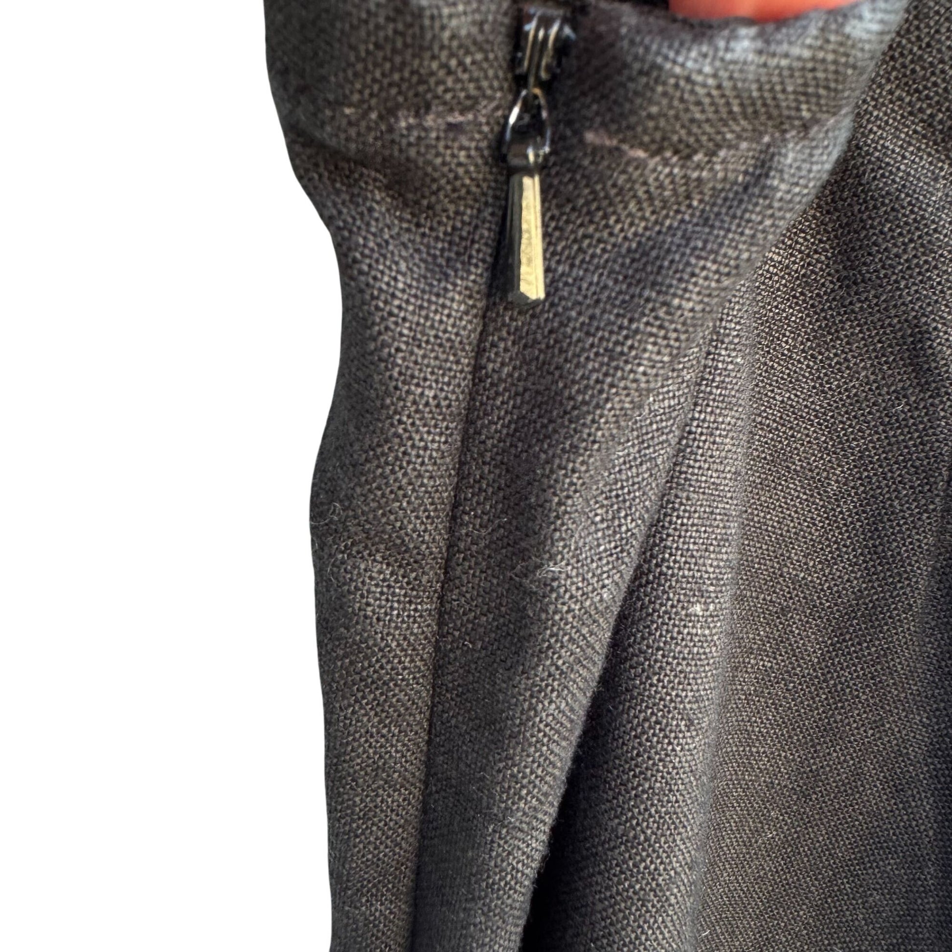 Eileen Fisher Black Relaxed Linen Blend Cropped Pants With Hidden Side Zipper L