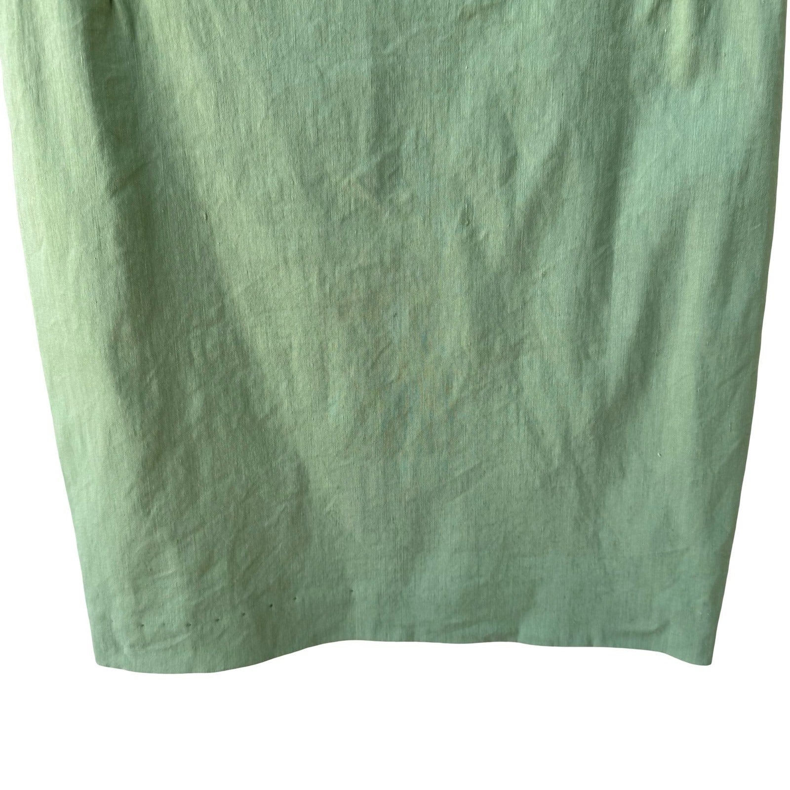 Vintage Italian Minimalist Coastal Linen Blend High Waisted Pencil Skirt Green 8