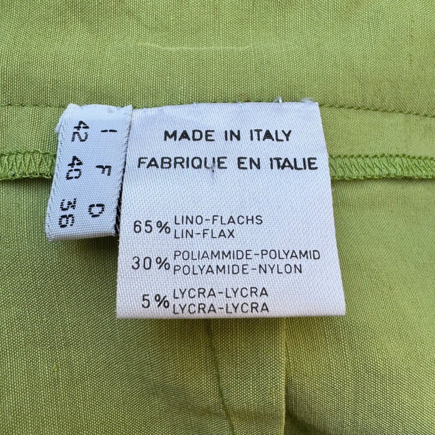 Vintage Italian Minimalist Coastal Linen Blend High Waisted Pencil Skirt Green 8