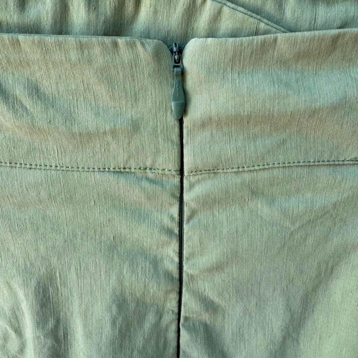 Vintage Italian Minimalist Coastal Linen Blend High Waisted Pencil Skirt Green 8