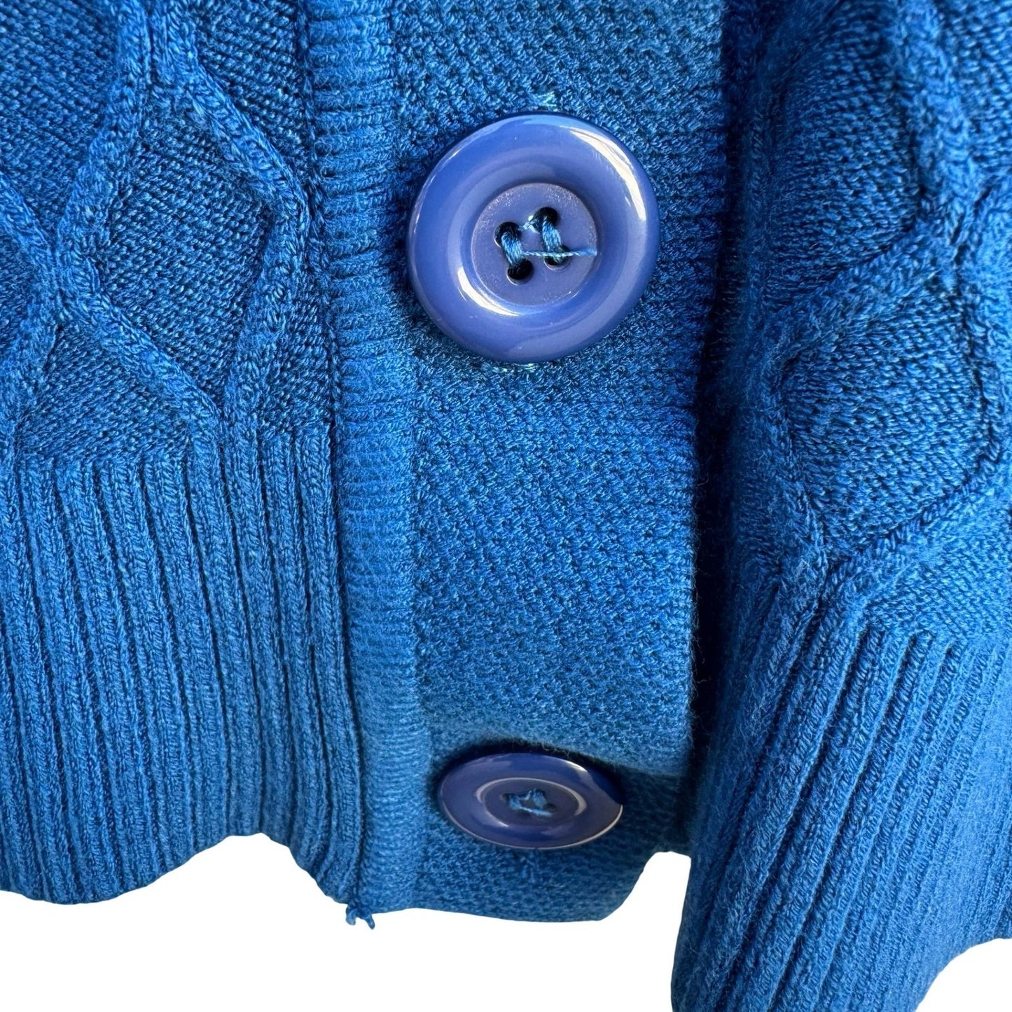 Vintage Blue Diamond Pointelle Rhinestone V-Neck Old Money Knit Cardigan Sweater
