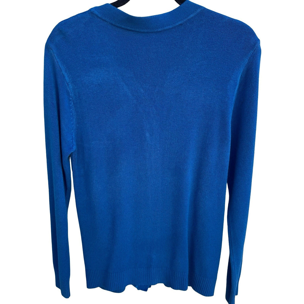 Vintage Blue Diamond Pointelle Rhinestone V-Neck Old Money Knit Cardigan Sweater