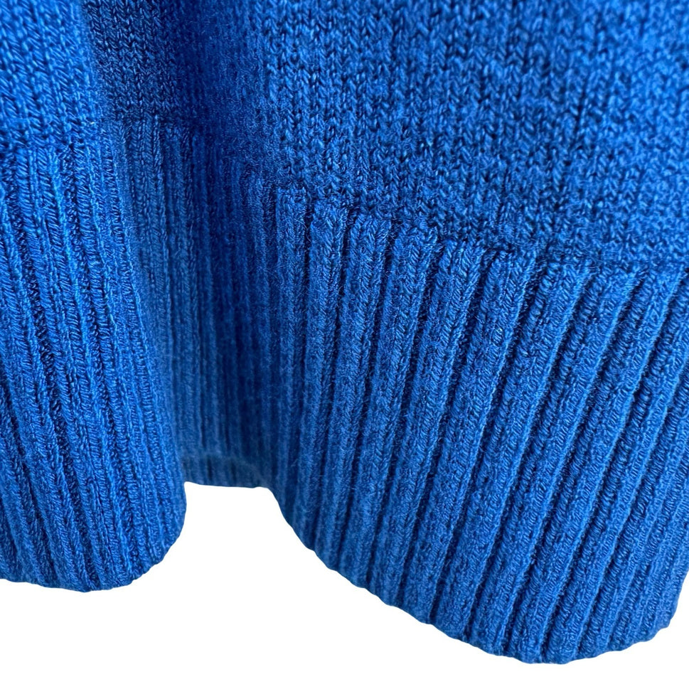 Vintage Blue Diamond Pointelle Rhinestone V-Neck Old Money Knit Cardigan Sweater