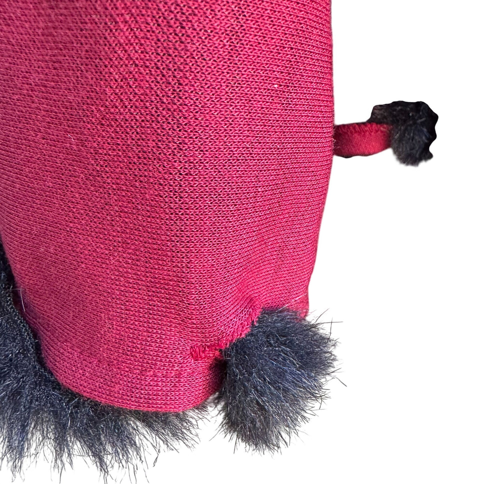 Randolph Duke The Look Red Tie-Front Cardigan Wrap Glam Black Faux Fur Trim OS