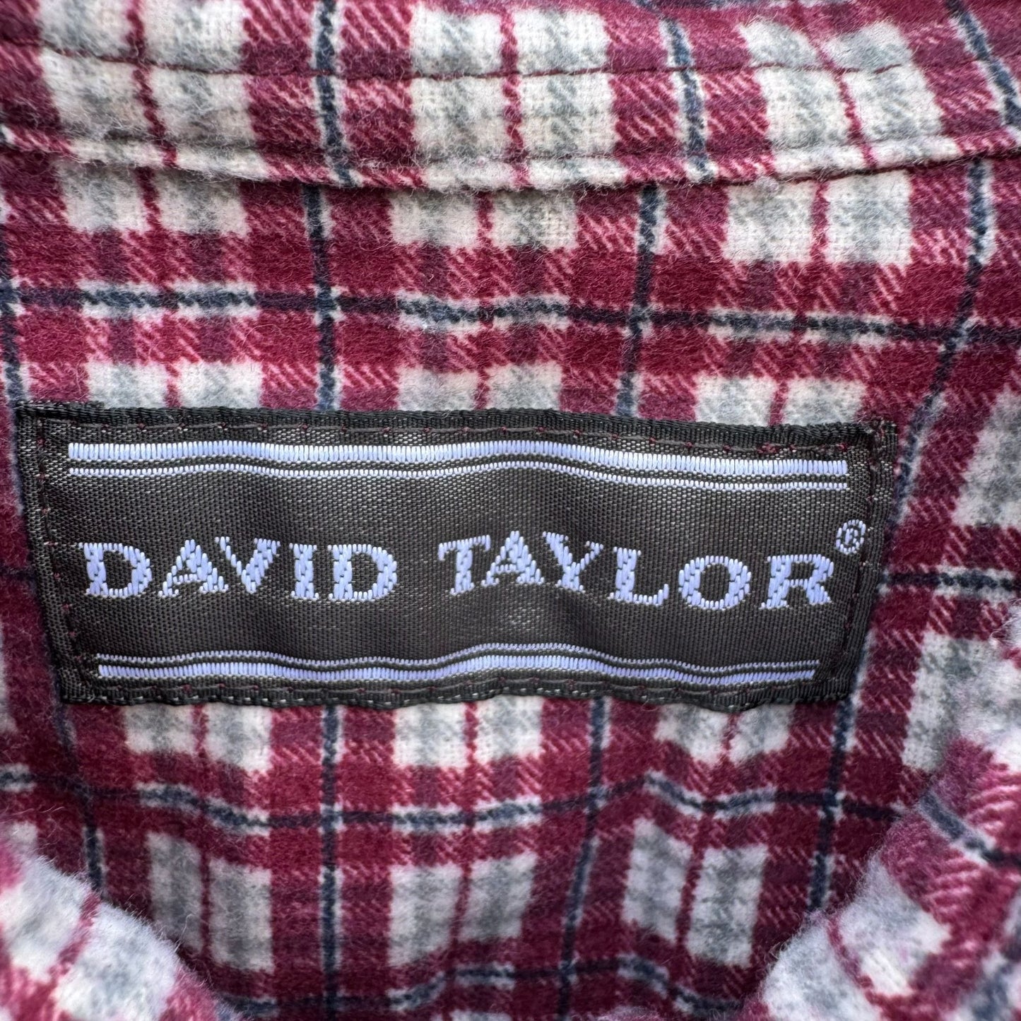 David Taylor Vintage Mens Red Plaid Button-Up Flannel Shirt L Workwear Outdoor