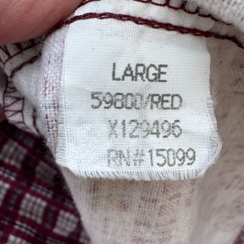 David Taylor Vintage Mens Red Plaid Button-Up Flannel Shirt L Workwear Outdoor