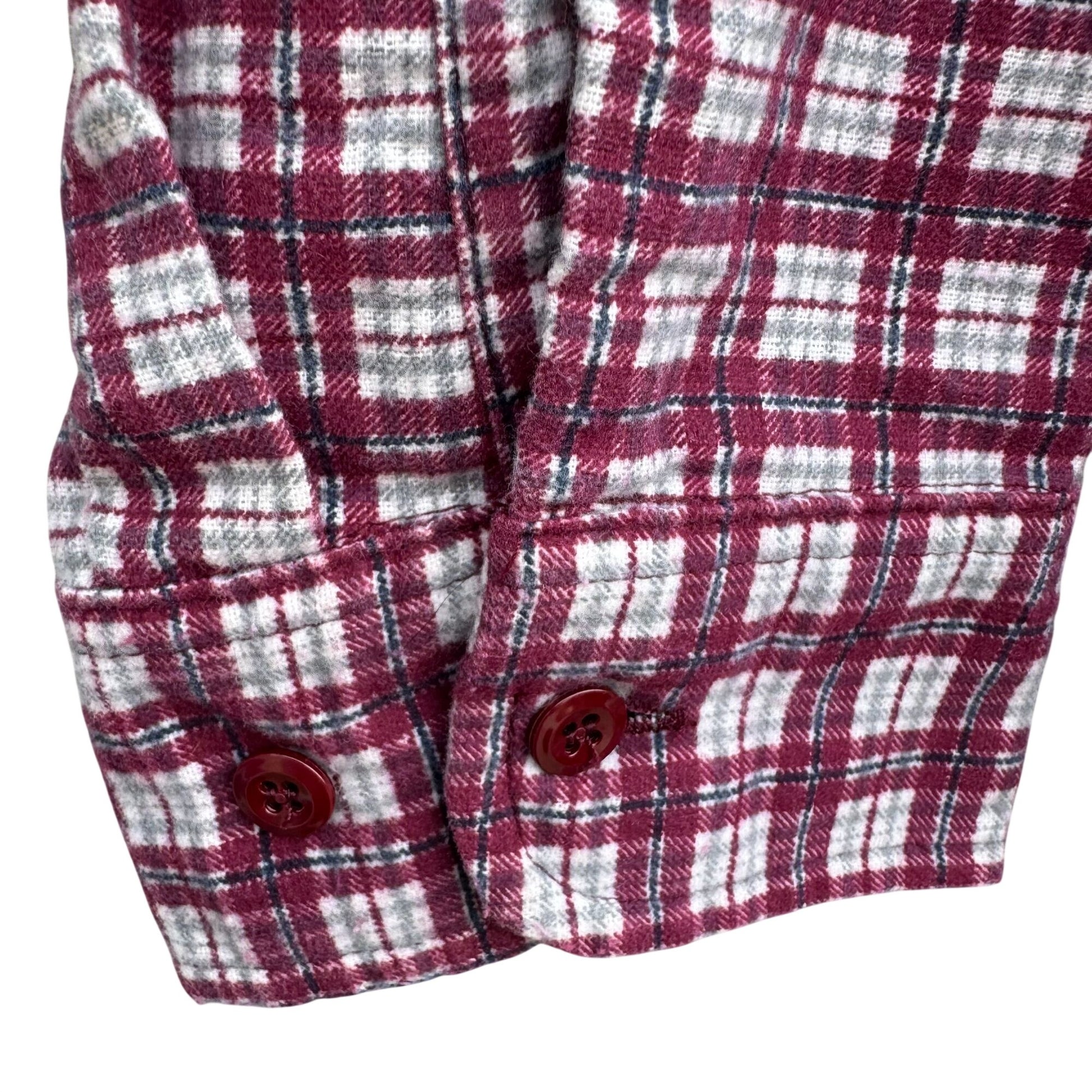 David Taylor Vintage Mens Red Plaid Button-Up Flannel Shirt L Workwear Outdoor