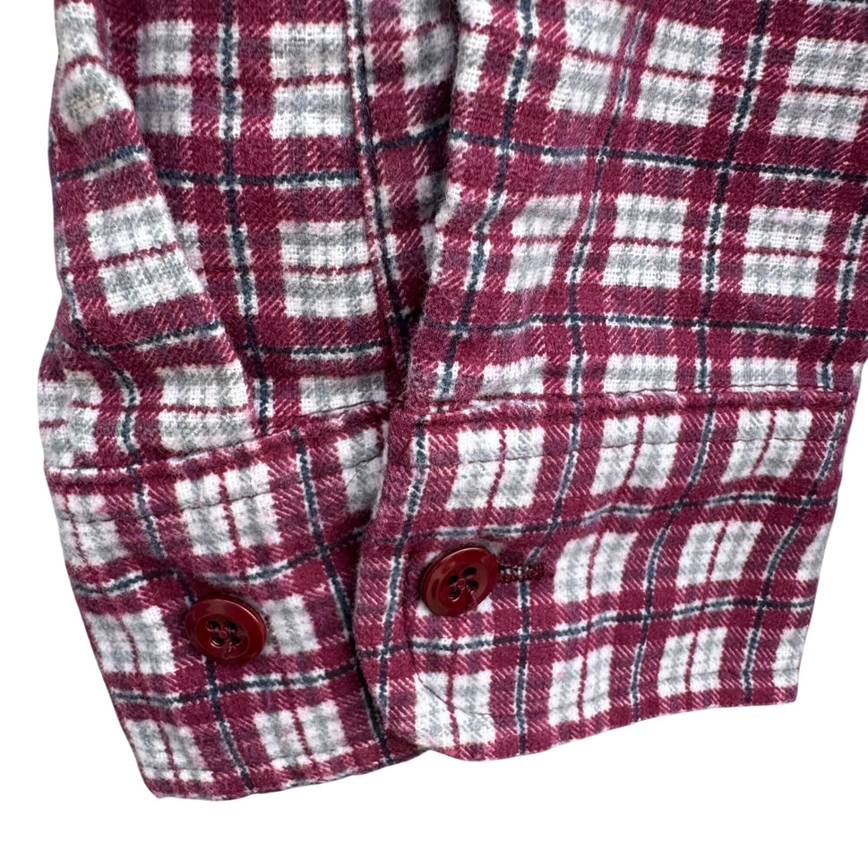 David Taylor Vintage Mens Red Plaid Button-Up Flannel Shirt L Workwear Outdoor