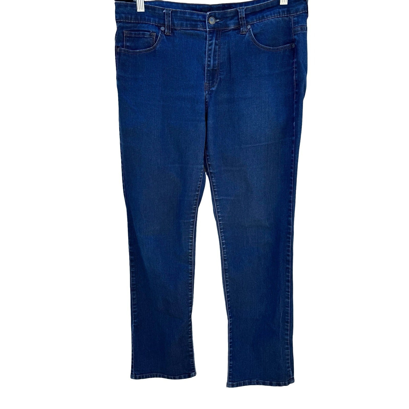 Calvin Klein Jeans Womens 14x32 Dark Wash Straight Leg Stretch Denim Blue Pants