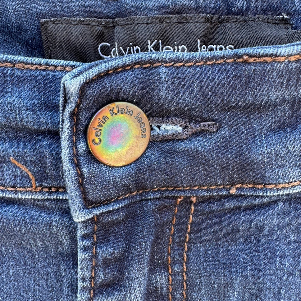 Calvin Klein Jeans Womens 14x32 Dark Wash Straight Leg Stretch Denim Blue Pants