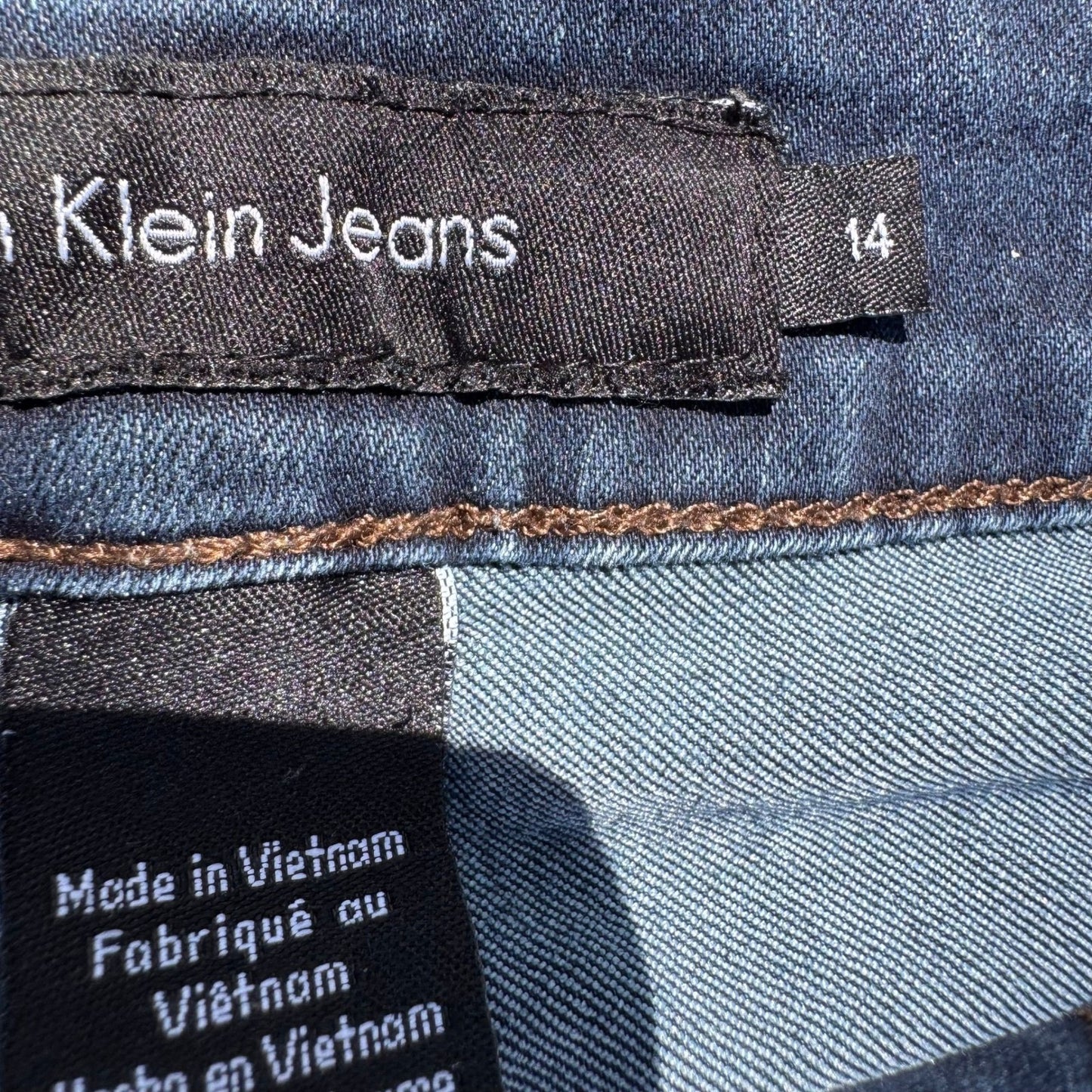 Calvin Klein Jeans Womens 14x32 Dark Wash Straight Leg Stretch Denim Blue Pants