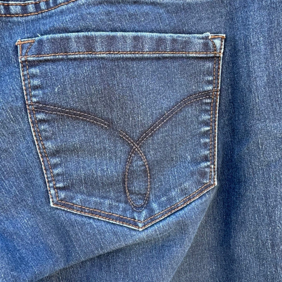 Calvin Klein Jeans Womens 14x32 Dark Wash Straight Leg Stretch Denim Blue Pants