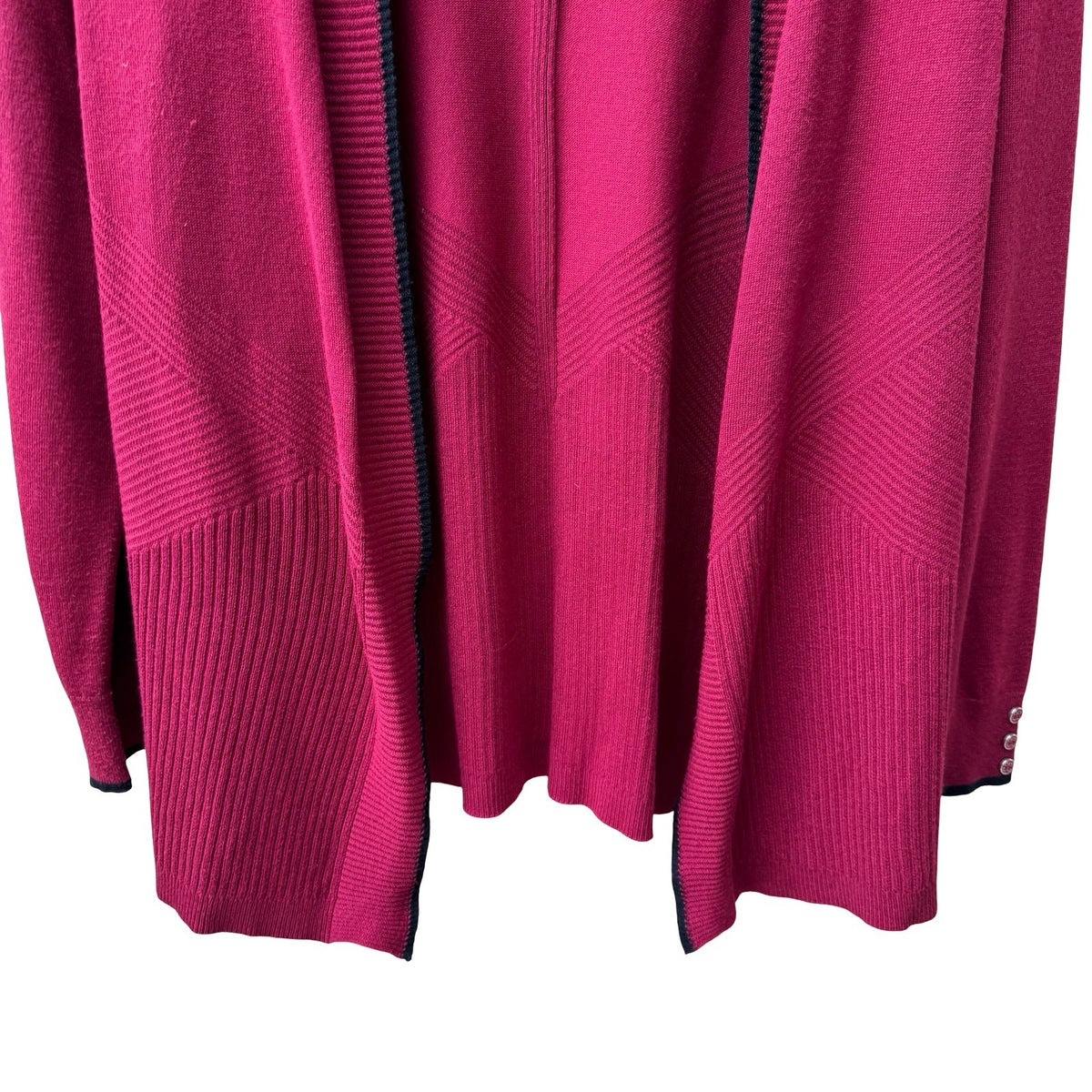 89th + Madison Dark Academia Minimalist Ribbed Open Front Cardigan Burgundy M
