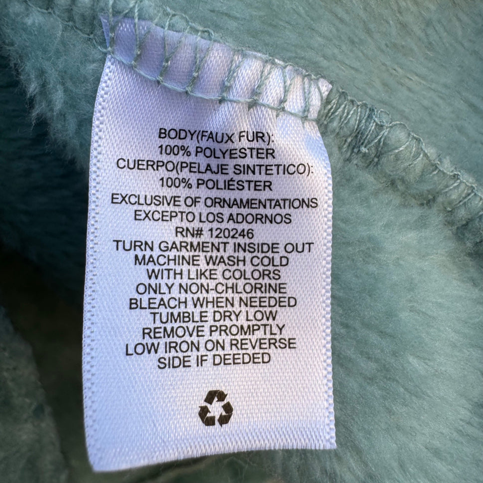 Wallflower Womens XL Aqua Plush Fleece Pullover Cowl Neck Cozy Lounge Crop Top