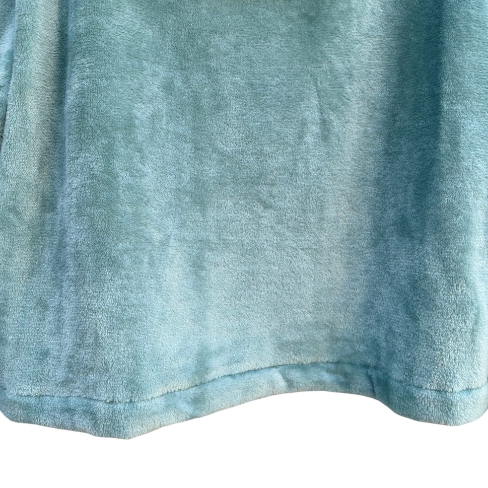 Wallflower Womens XL Aqua Plush Fleece Pullover Cowl Neck Cozy Lounge Crop Top