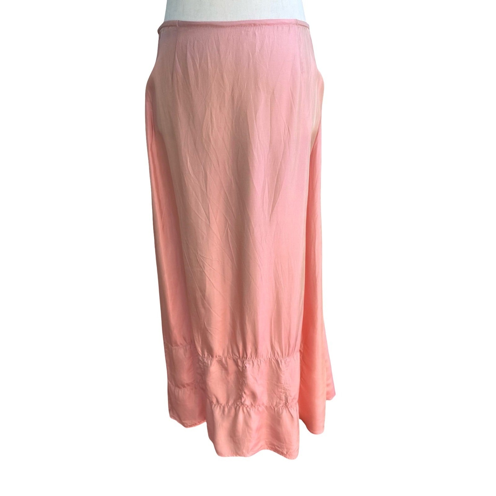 Newport News Vintage Y2K 90s Iridescent Pink Coquette Gathered Hem Maxi Skirt 8