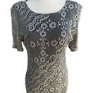 Switch BFA Vintage 90s Flapper Great Gatsby Art Silver Floral Lace Fringe Midi Dress 10 3 image