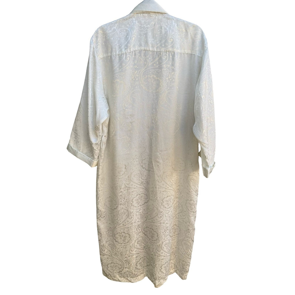 Victorias Secret Gold Label Vintage 90s Paisley Jacquard Loungewear Robe Ivory