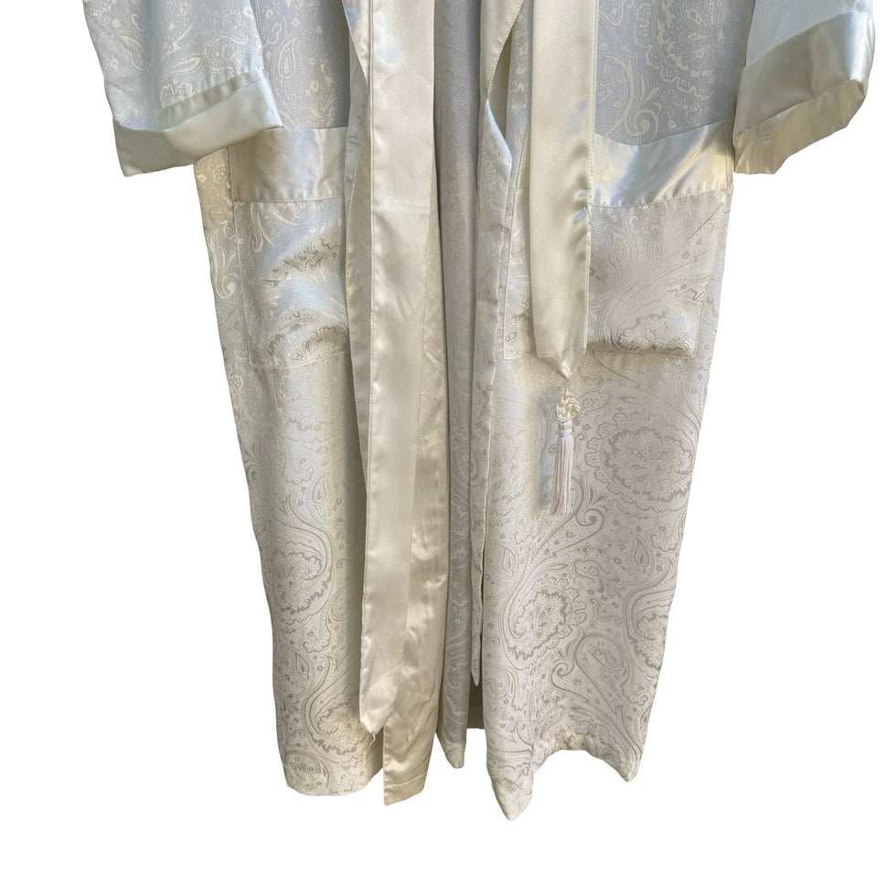 Victorias Secret Gold Label Vintage 90s Paisley Jacquard Loungewear Robe Ivory