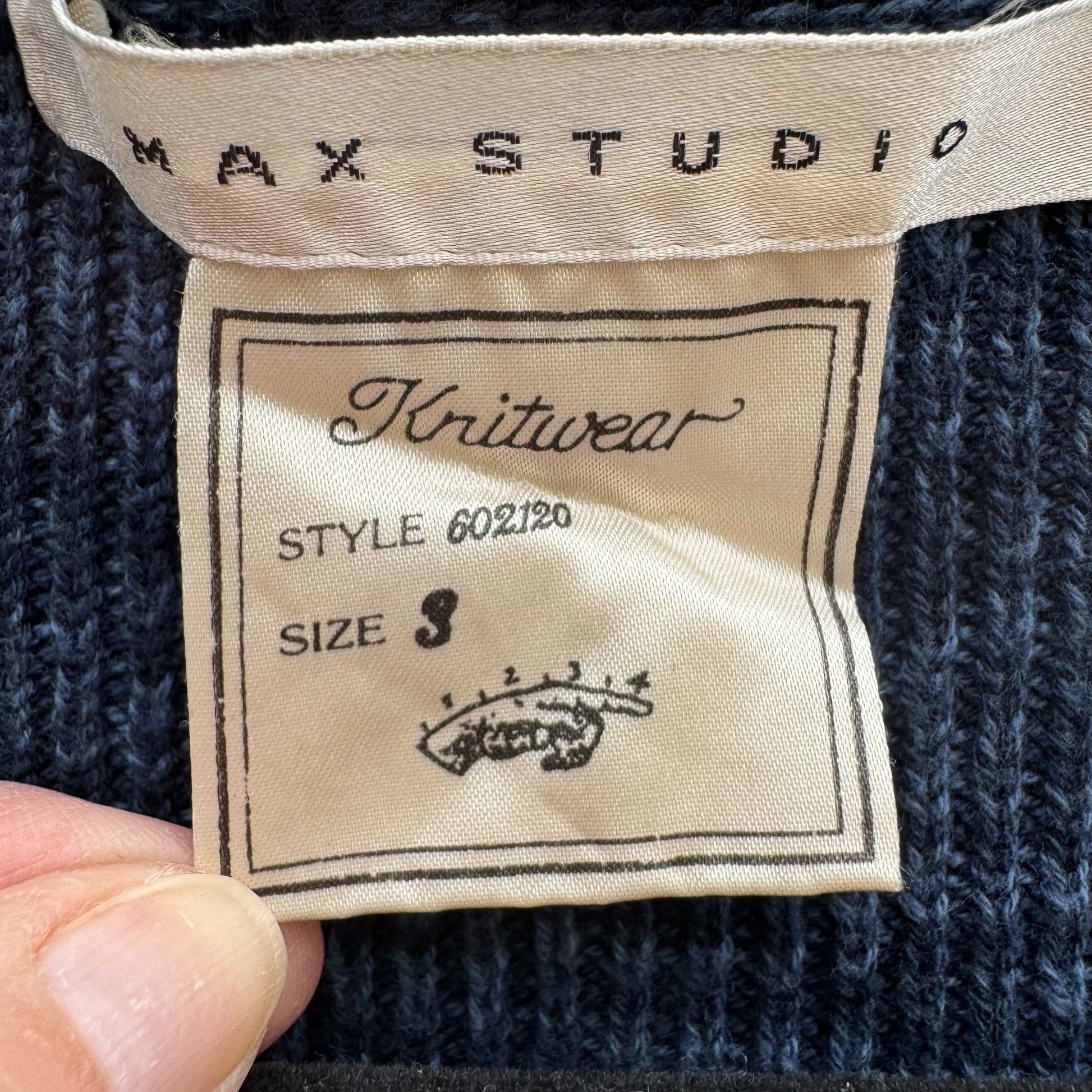 Max Studio Knitwear Womens Blue Button-Up Marled Knit V Neck Cardigan Sweater XL