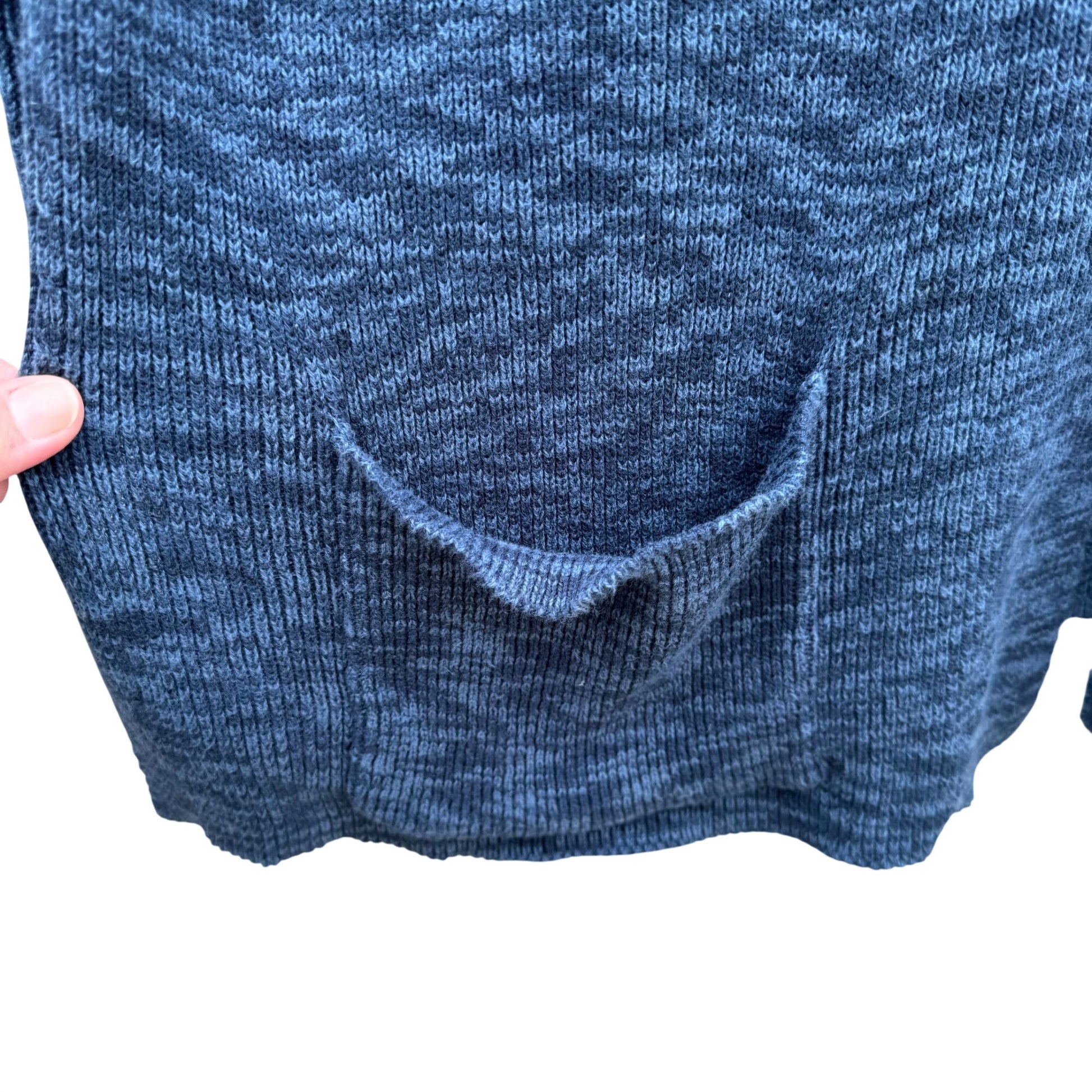 Max Studio Knitwear Womens Blue Button-Up Marled Knit V Neck Cardigan Sweater XL