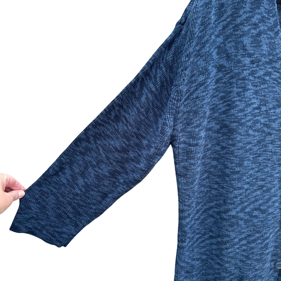 Max Studio Knitwear Womens Blue Button-Up Marled Knit V Neck Cardigan Sweater XL