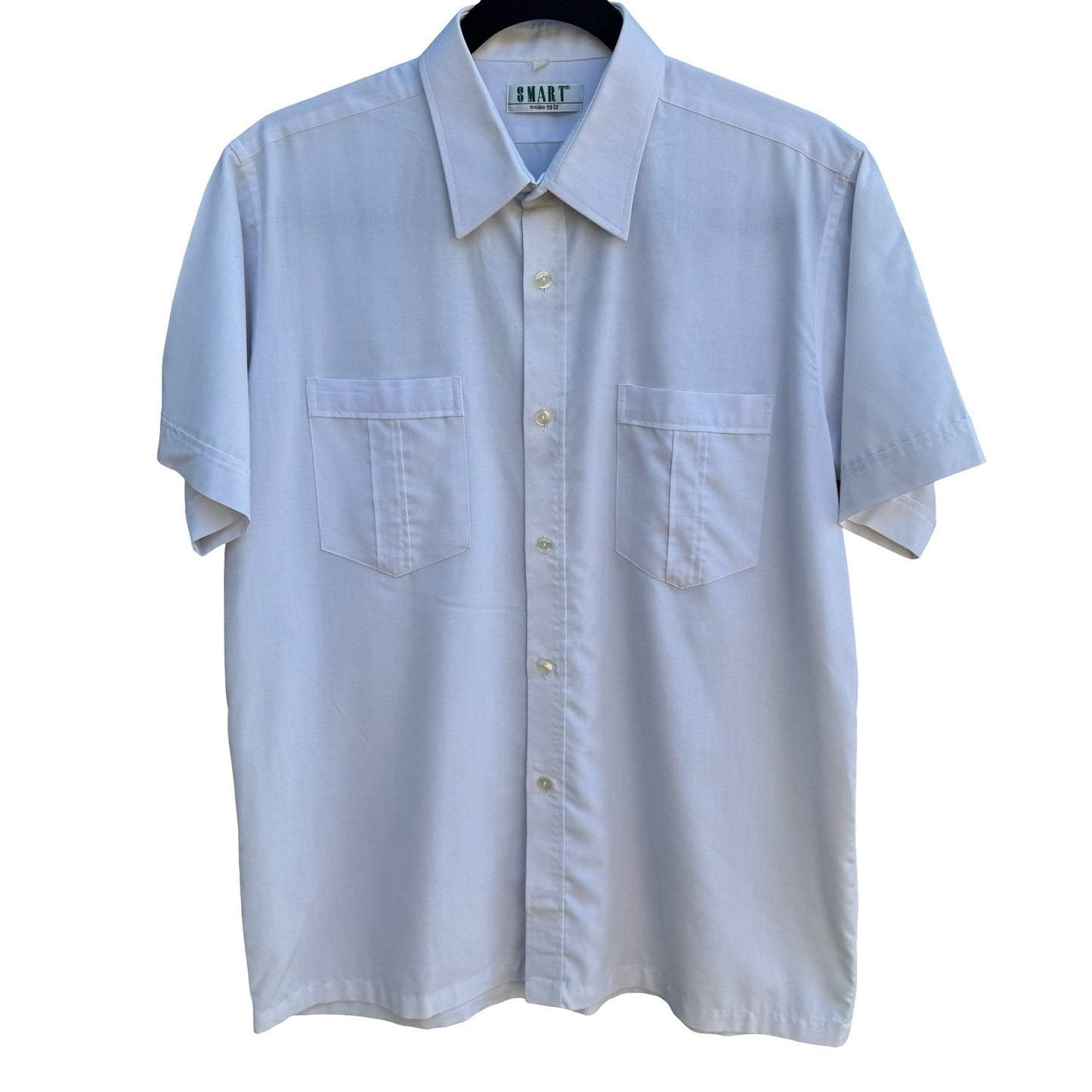 Smart Vintage 80s Minimalist Summer Coastal Utility Work Shirt White Mens m