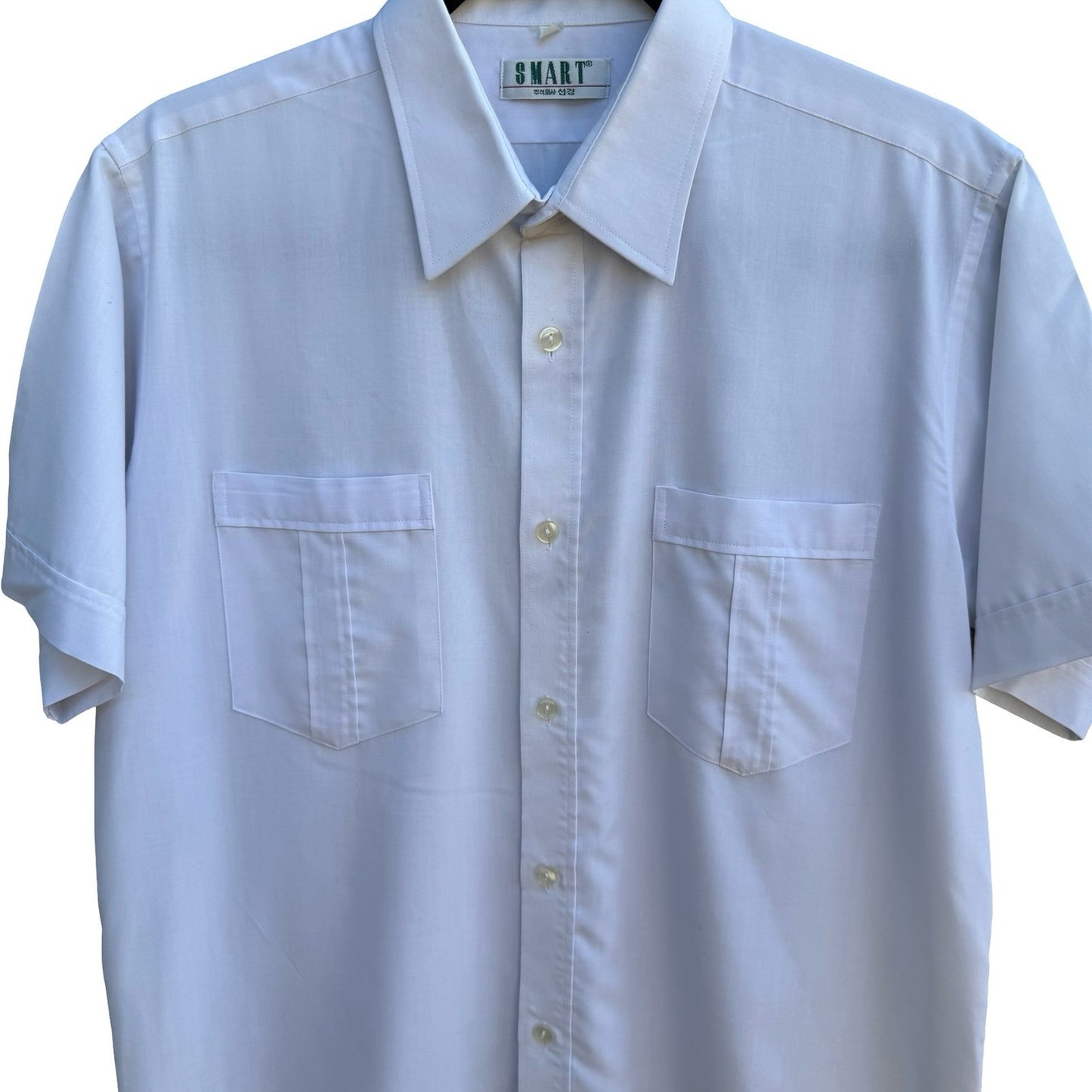 Smart Vintage 80s Minimalist Summer Coastal Utility Work Shirt White Mens m