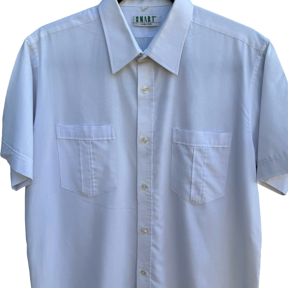Smart Vintage 80s Minimalist Summer Coastal Utility Work Shirt White Mens m