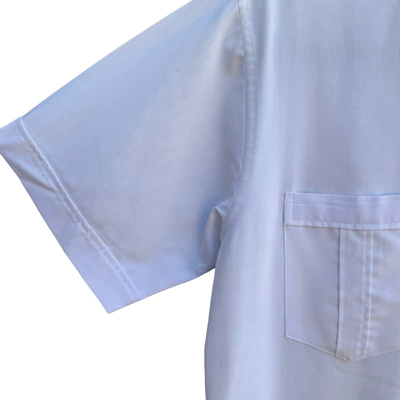 Smart Vintage 80s Minimalist Summer Coastal Utility Work Shirt White Mens m