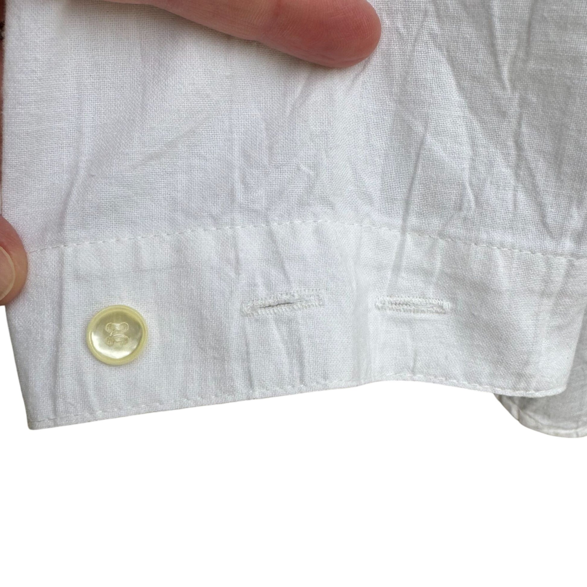 SportTimer Vintage Womens Band Collar Long Sleeve Linen Style Button-Up Shirt XL