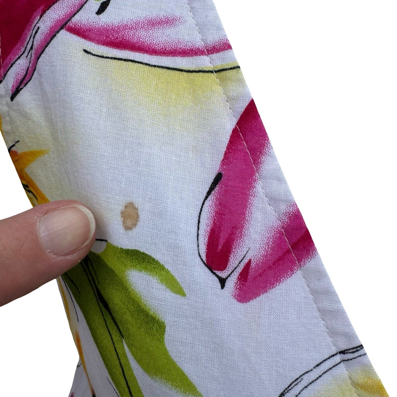 Scarlett Womens 8 Floral Lily Print V-Neck Fit Flare Dress White Pink Feminine