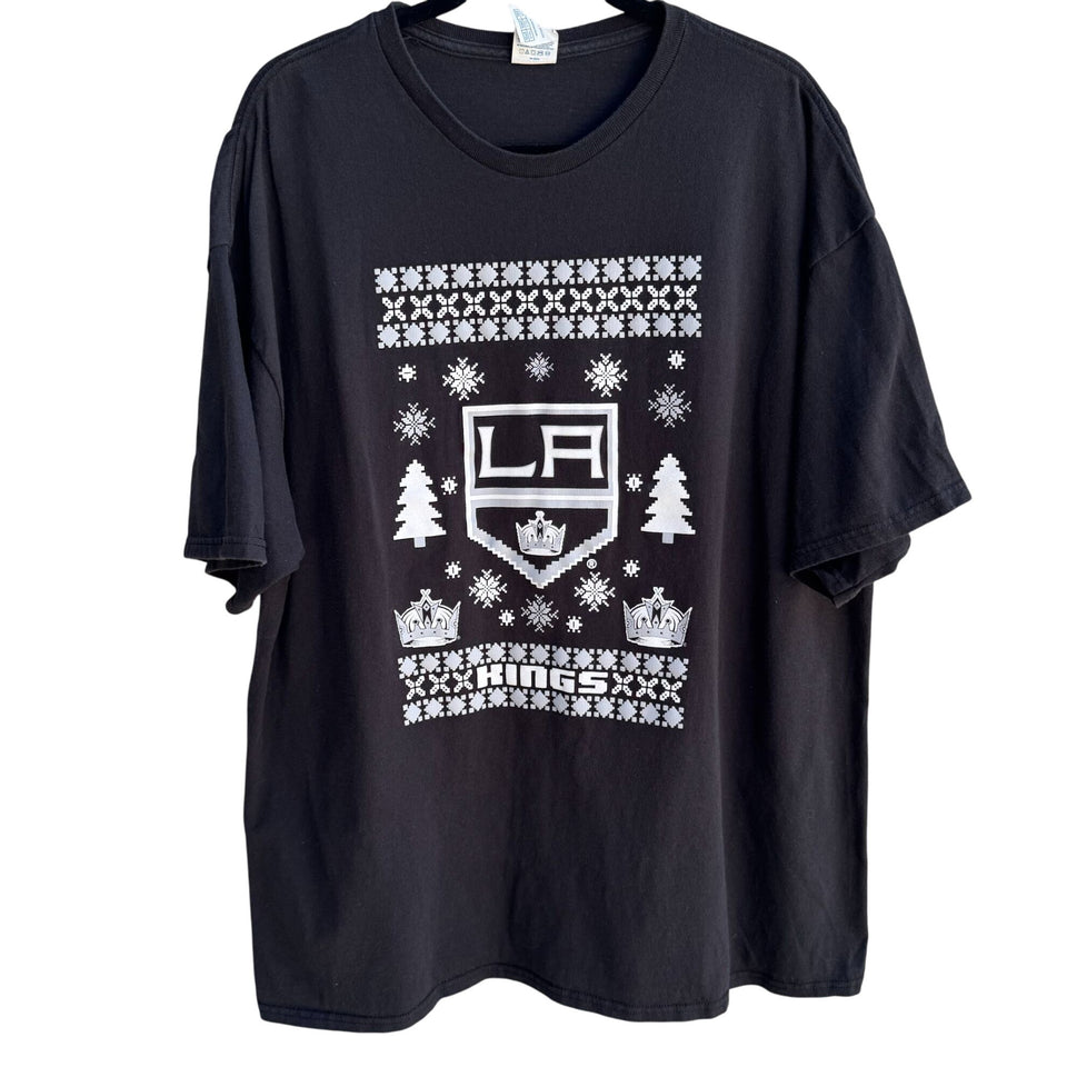 LA Kings NHL Hockey Black Ugly Christmas Sweater T-Shirt Delta Pro Weight 2XL