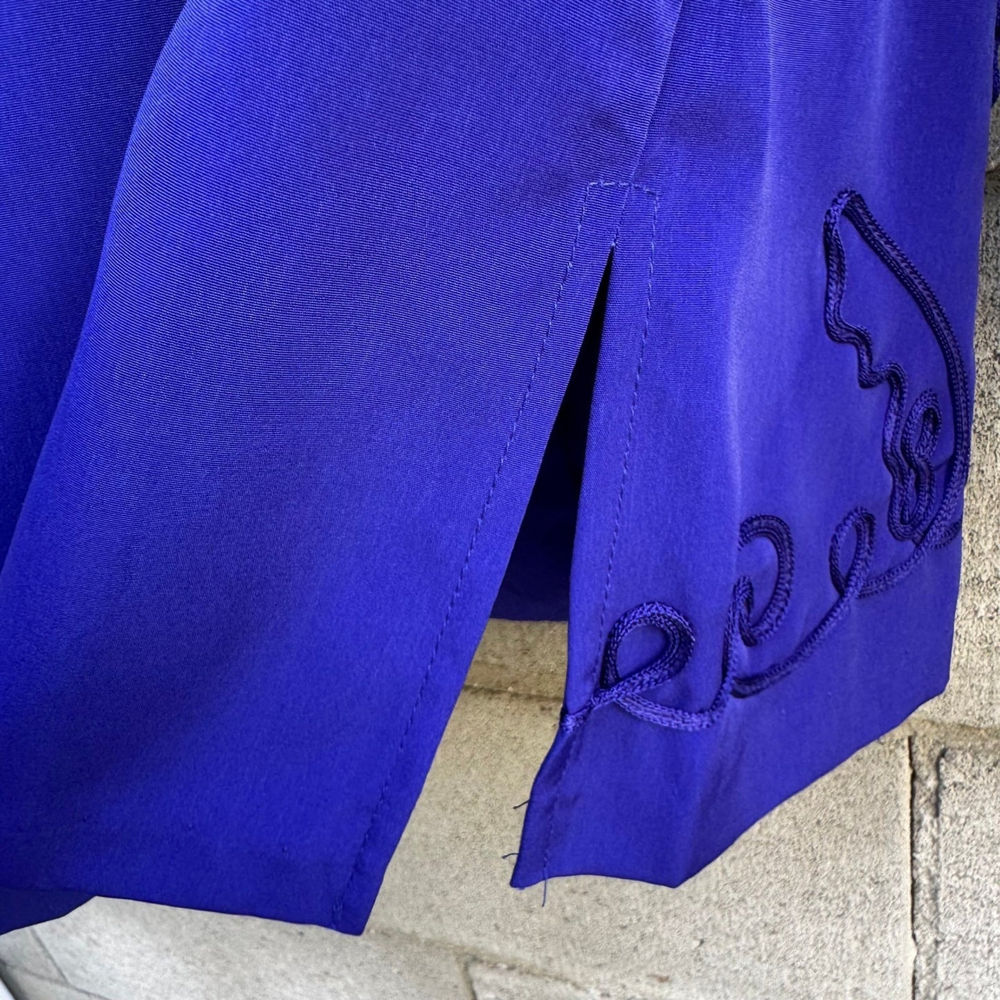 Maggie Sweet Vintage Womens Royal Blue Soutache Embroidered Tunic Pants Set 2P