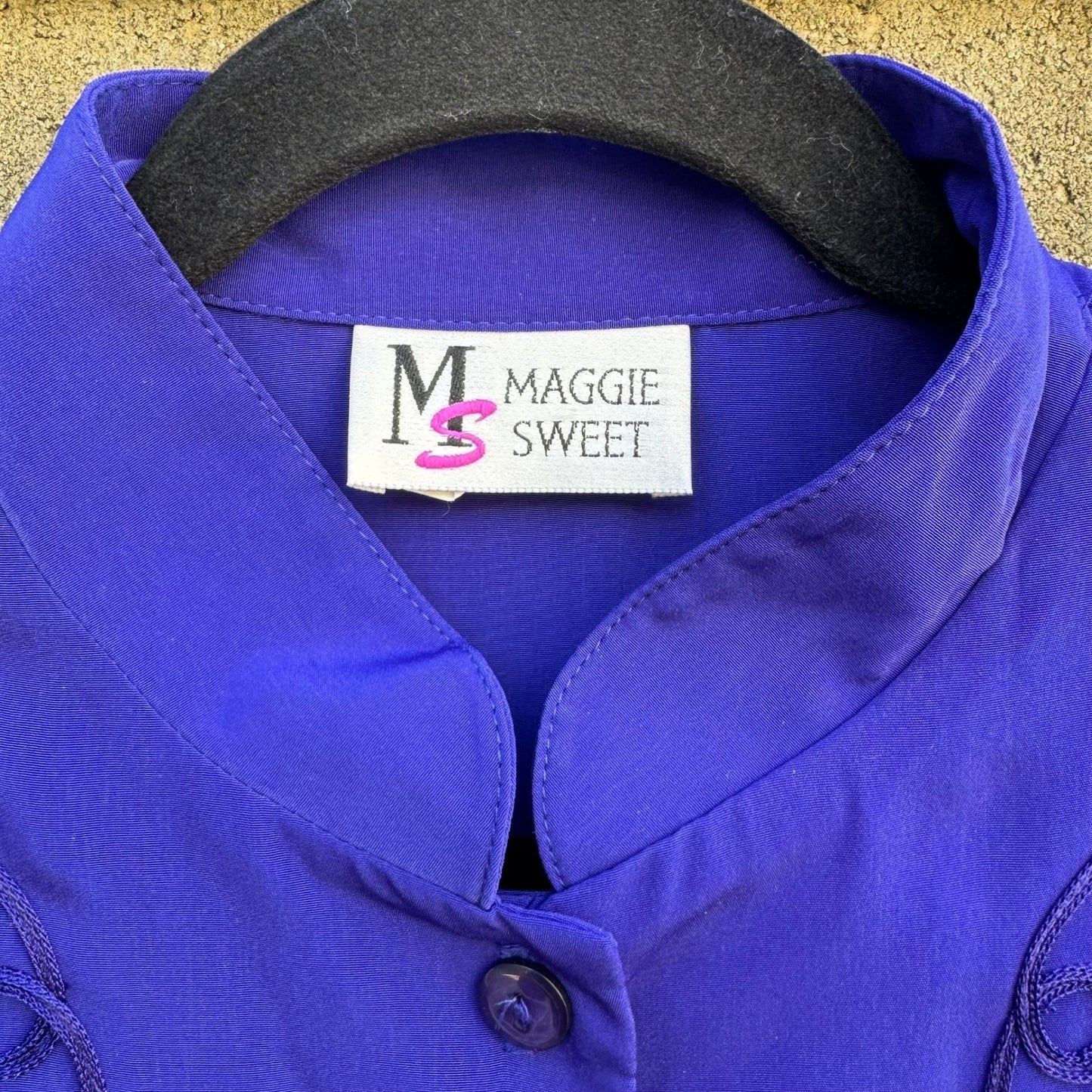 Maggie Sweet Vintage Womens Royal Blue Soutache Embroidered Tunic Pants Set 2P