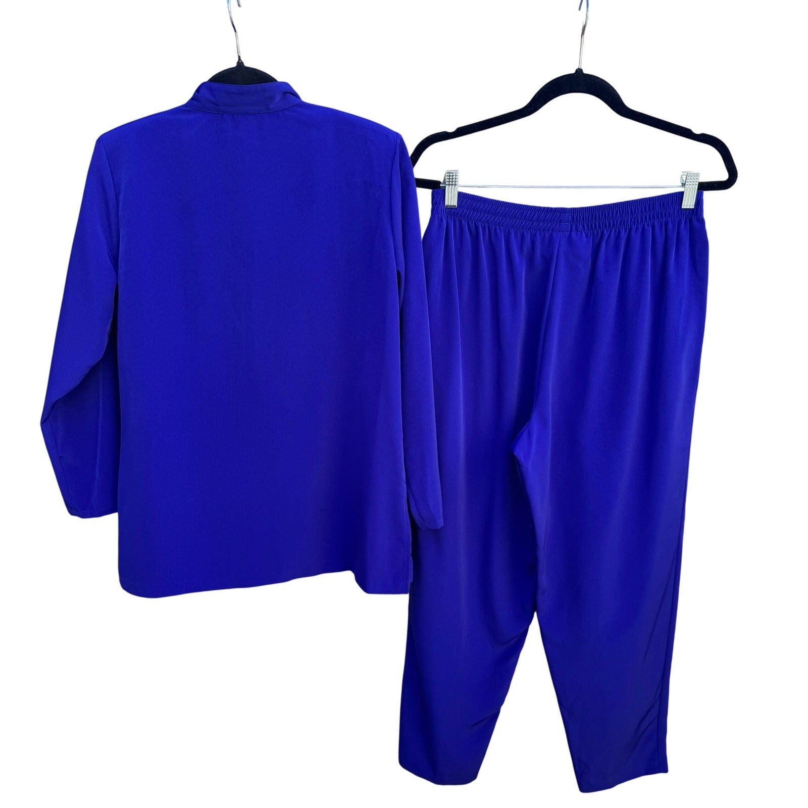 Maggie Sweet Vintage Womens Royal Blue Soutache Embroidered Tunic Pants Set 2P