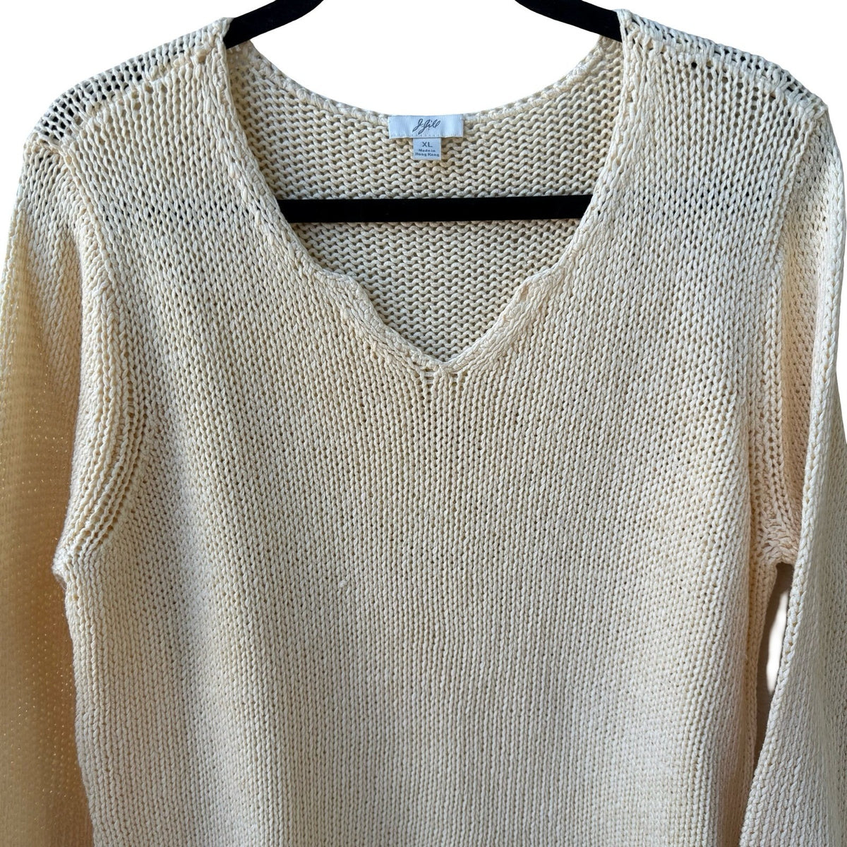 J. Jill Butter Yellow Mercerized Cotton Coastal Preppy Shaker Knit Sweater XL