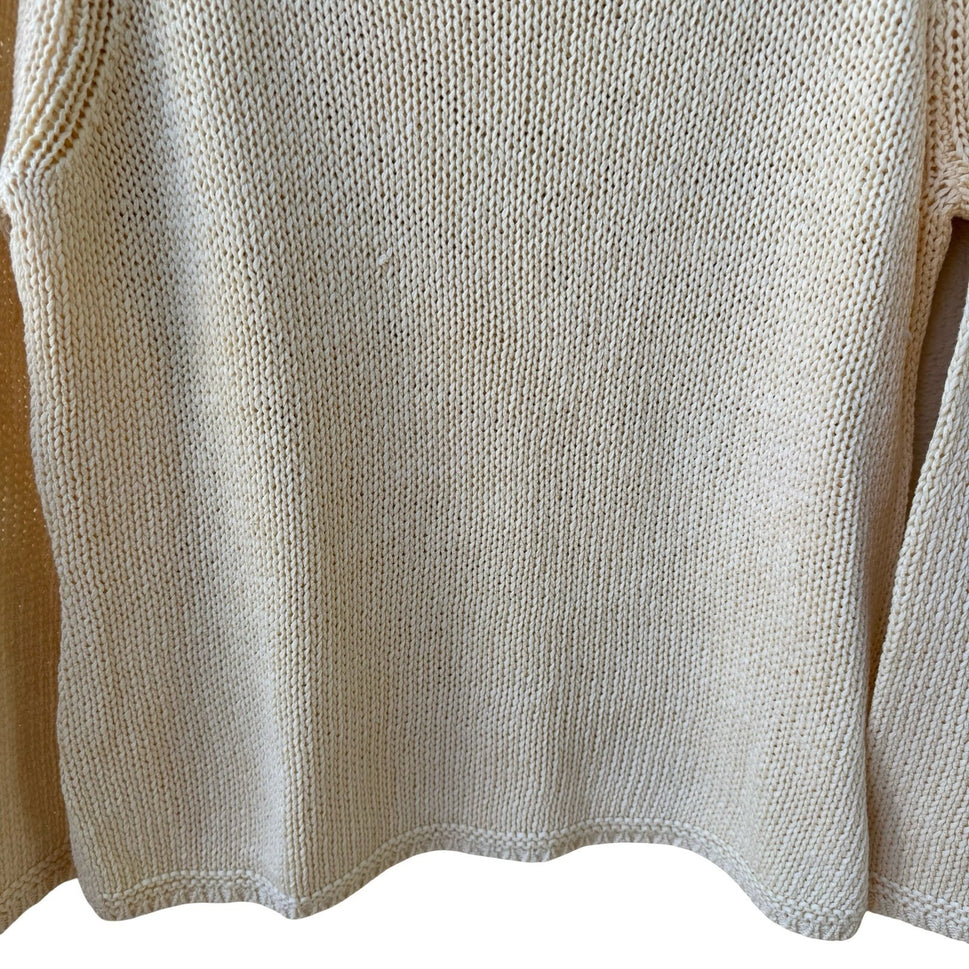 J. Jill Butter Yellow Mercerized Cotton Coastal Preppy Shaker Knit Sweater XL