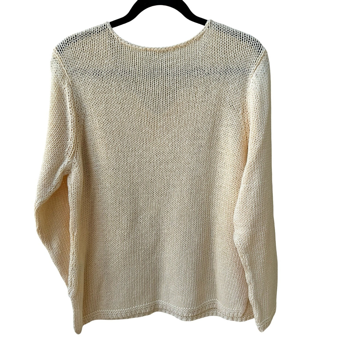 J. Jill Butter Yellow Mercerized Cotton Coastal Preppy Shaker Knit Sweater XL