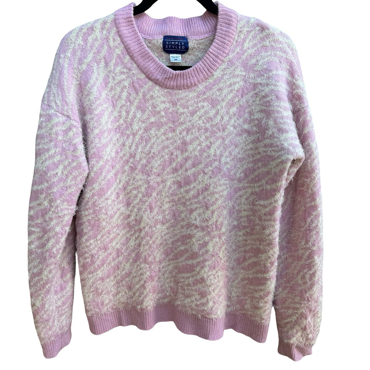 Simply Styled Vintage Y2K Coquette Fuzzy Eyelash Knit Girly Sweater Pastel Pink