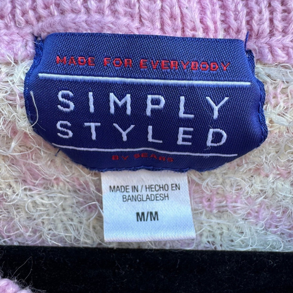 Simply Styled Vintage Y2K Coquette Fuzzy Eyelash Knit Girly Sweater Pastel Pink