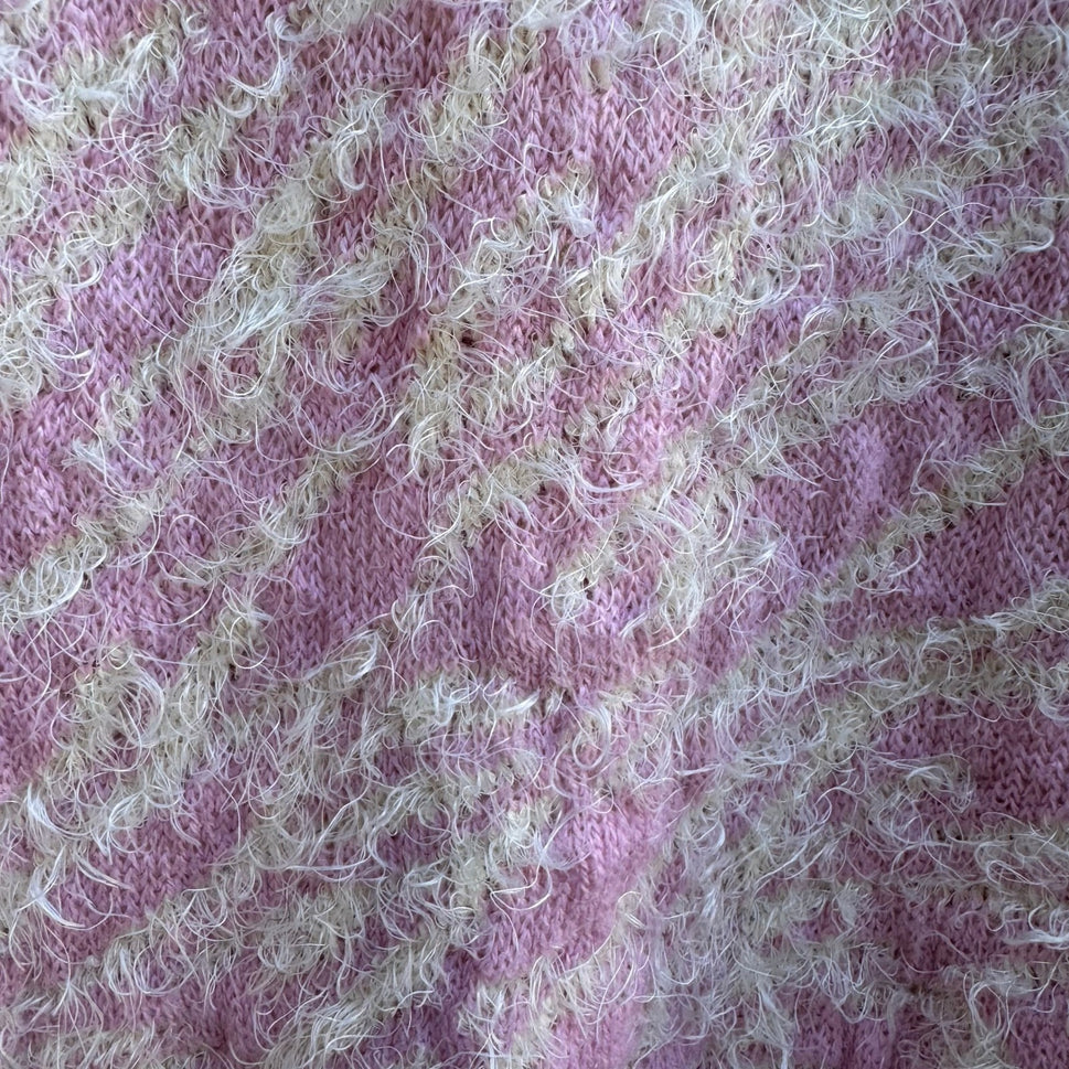 Simply Styled Vintage Y2K Coquette Fuzzy Eyelash Knit Girly Sweater Pastel Pink