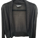 Switch Parallel Womens XL Black Metallic Shimmer Open Front Crop Shrug Cardigan Sweater 3 image