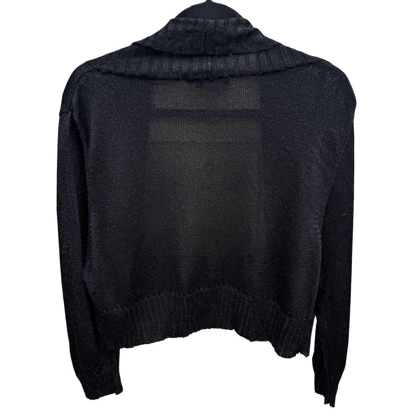 Parallel Womens XL Black Metallic Shimmer Open Front Crop Shrug Cardigan Sweater